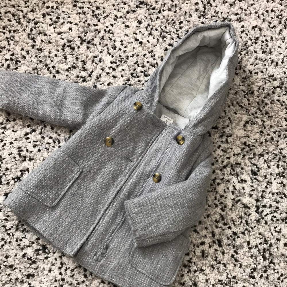 Grey and silver sparkle toddler pea coat